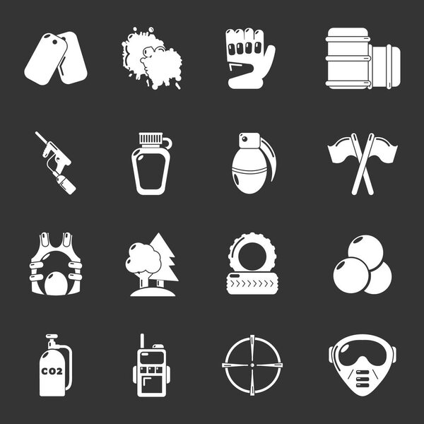 Paintball icons set grey vector