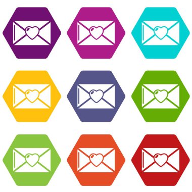 9 vektör anne mektup Icons set