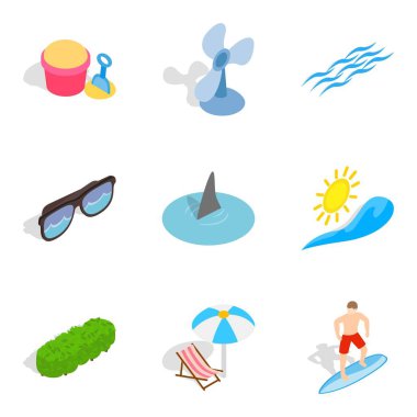 Huzurlu dinlenme Icons set, izometrik stili