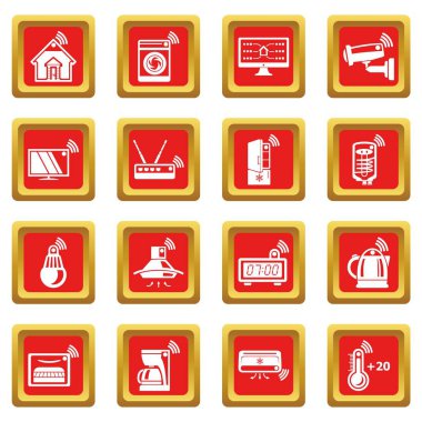 Kızıl Meydan vektör akıllı ev Icons set
