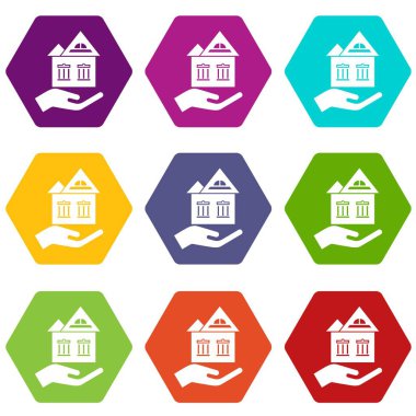 9 vektör ev koruma Icons set