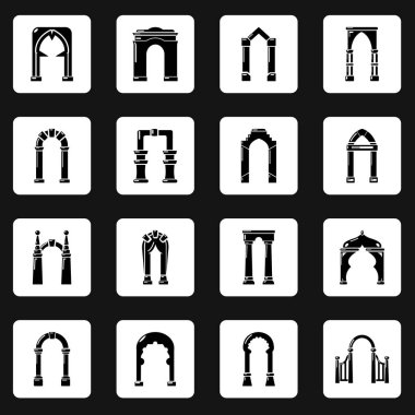 Kemer türleri Icons set, basit tarzı