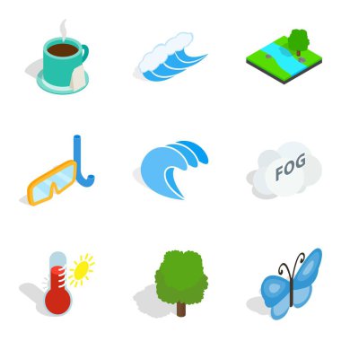 Su eğlence Icons set, izometrik stili