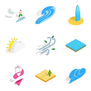 Eğlence Icons set, izometrik stili