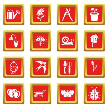 Kızıl Meydan vektör bahar Icons set