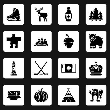 Kanada seyahat Icons set, basit tarzı