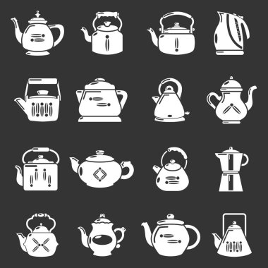 Gri vektör çaydanlık Icons set