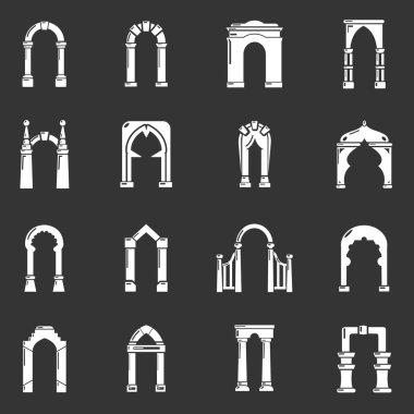 Kemer türleri Icons set gri vektör