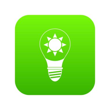 Ampul simgesi dijital yeşil içinde güneş ile