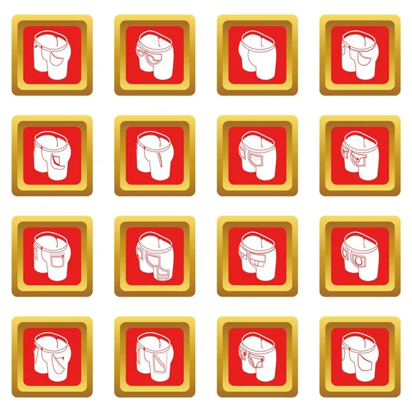 Pantalon poches icônes design ensemble vecteur carré rouge — Image vectorielle