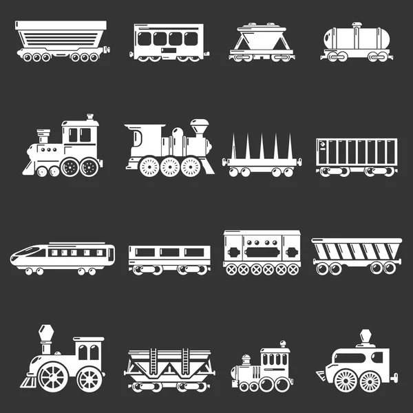 Symbole für Eisenbahnwaggons setzen grauen Vektor — Stockvektor