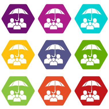 9 vektör insanlar koruma Icons set