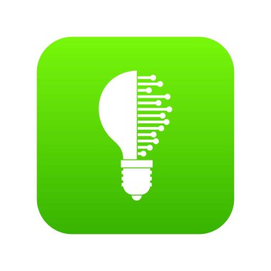 Microcircuit simgesi dijital yeşil ampul