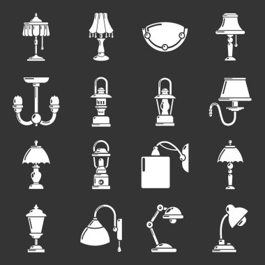 Gri vektör lamba Icons set