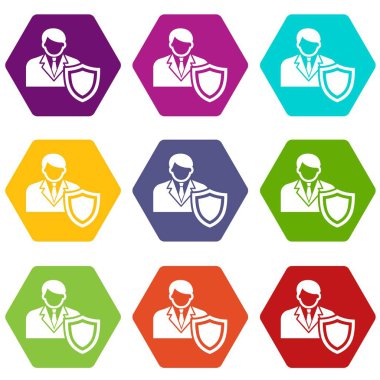 9 vektör işadamı koruma Icons set