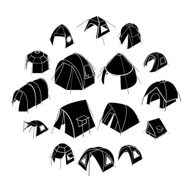 Çadır formları Icons set, basit tarzı