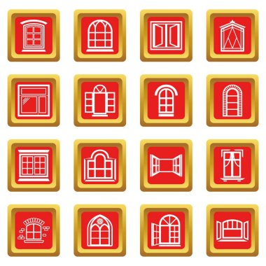 Kızıl Meydan vektör pencere tasarım Icons set