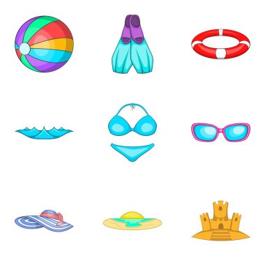 Su işgal Icons set, karikatür tarzı