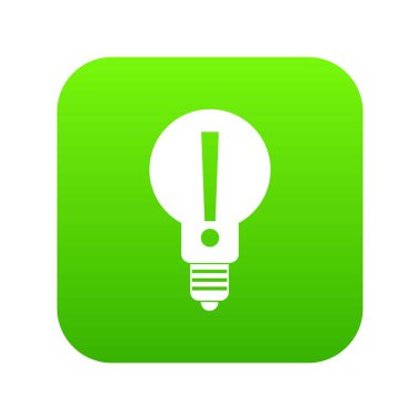 Ampul simgesi dijital yeşil içinde ünlem işareti ile