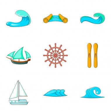 Dalga Icons set, karikatür tarzı