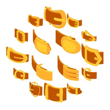 Kemer tokası Icons set, izometrik stili