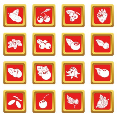Kızıl Meydan vektör çilek Icons set