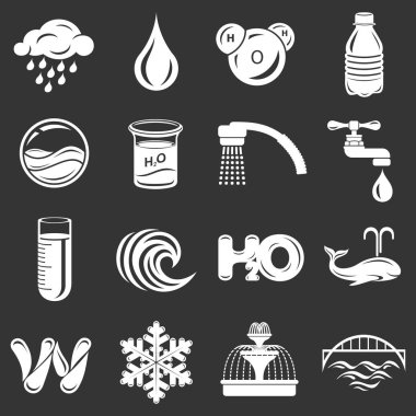 Su Icons set gri vektör