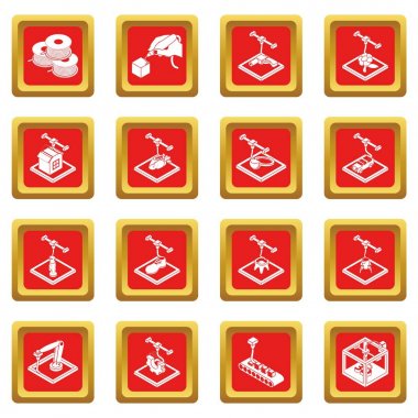 Kızıl Meydan vektör 3D yazdırma Icons set