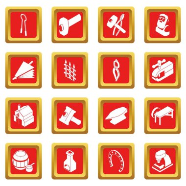 Kızıl Meydan vektör demirci araçları Icons set