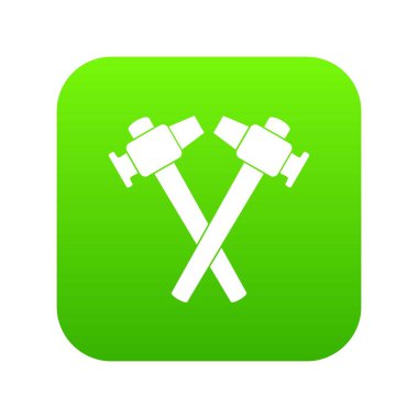 Çapraz demirci çekiç simgesi dijital yeşil