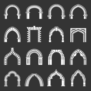Kemer türleri Icons set gri vektör