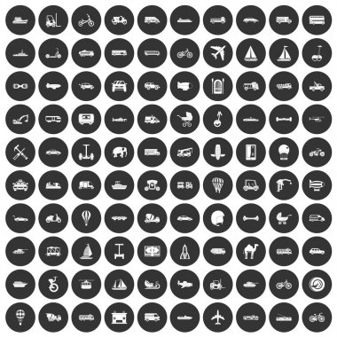 Siyah Daire 100 taşıma Icons set