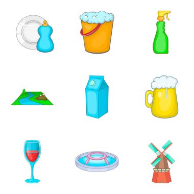 Depo depolama Icons set, karikatür tarzı