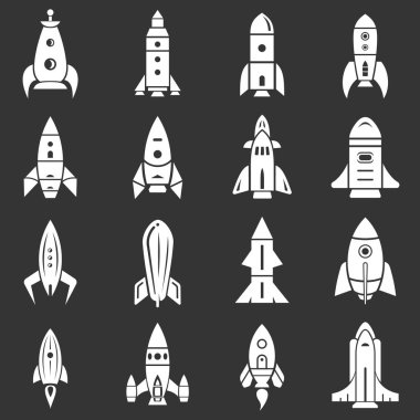 Gri vektör roket Icons set