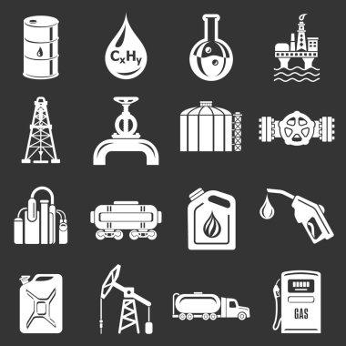 Gri vektör petrol sanayi Icons set
