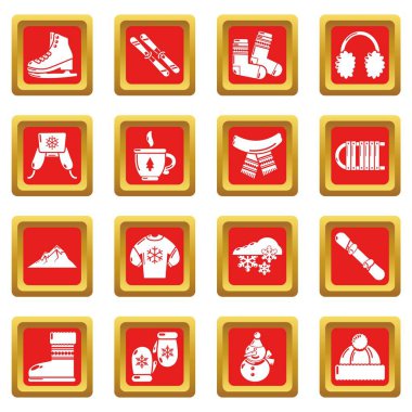 Kızıl Meydan vektör kış giysileri Icons set