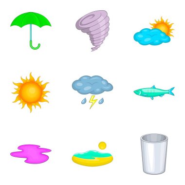 Drenaj Icons set, karikatür tarzı