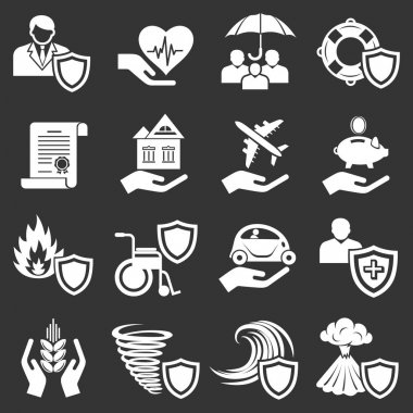 Gri vektör sigorta Icons set