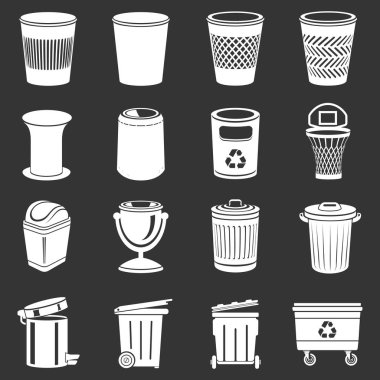 Gri vektör çöp can Icons set