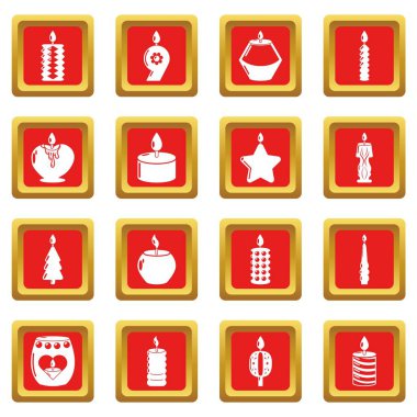 Mum formları Icons set kırmızı kare vektör