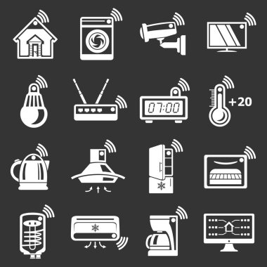 Gri vektör akıllı ev Icons set