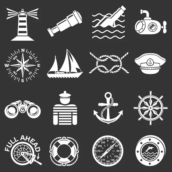 Gri vektör deniz Icons set