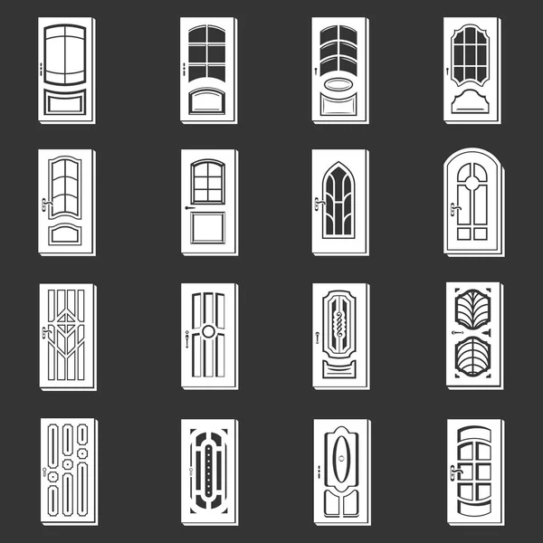 Иконки дверей устанавливают серый вектор — стоковый вектор