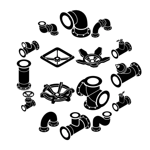 Conjunto de iconos de constructor de tubería, estilo isométrico — Vector de stock