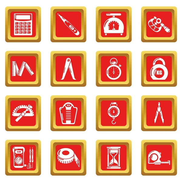 Ölçü hassas Icons set kırmızı kare vektör — Stok Vektör