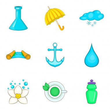 Temiz su Icons set, karikatür tarzı