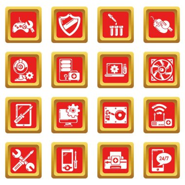 Kızıl Meydan vektör bilgisayar onarım servisi Icons set