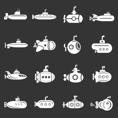 Gri vektör denizaltı Icons set