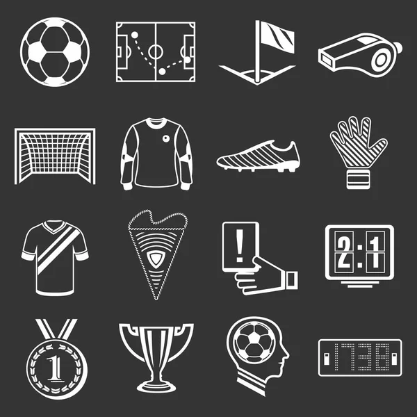 Soccer football icons set grey vector — Stock Vector