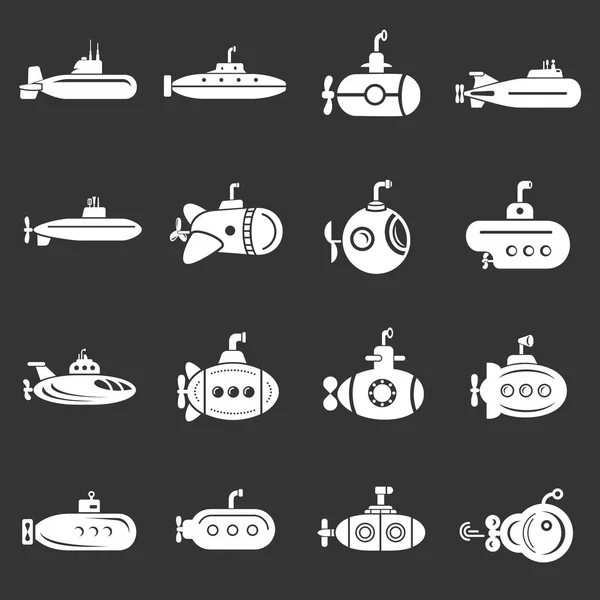 Conjunto de iconos submarinos vector gris — Vector de stock